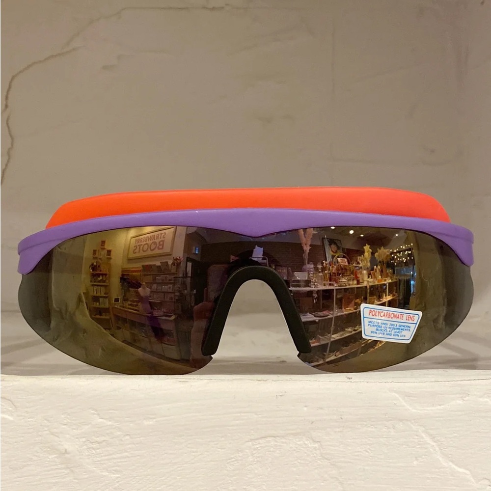 Retro 80s 90s Vintage Plastic Neon Sports Shield Sunglasses